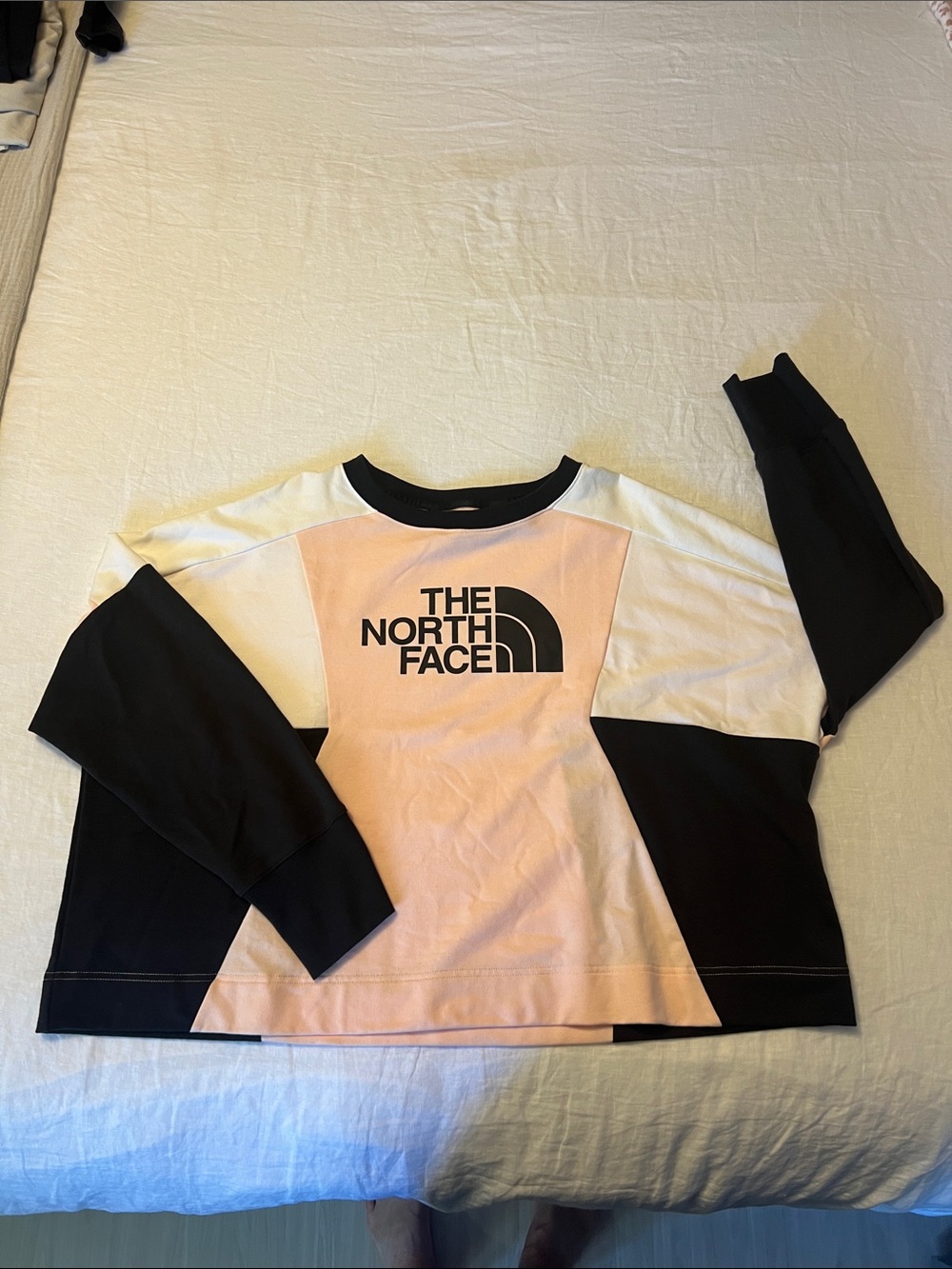 The North Face Kids Colorblock Sweatshirt - Pink, Black & White